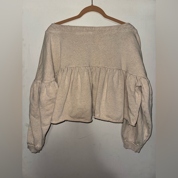 Free People Cream Ruffle Sweatshirt - Picture 8 of 10
